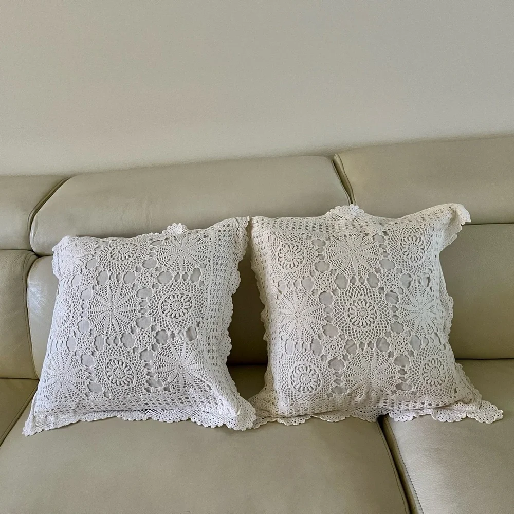 Crochet Lace Throw Pillows 17/18 Inches